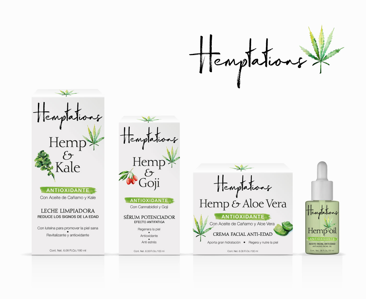 Packaging cosmético derivado del cannabis Hemptations